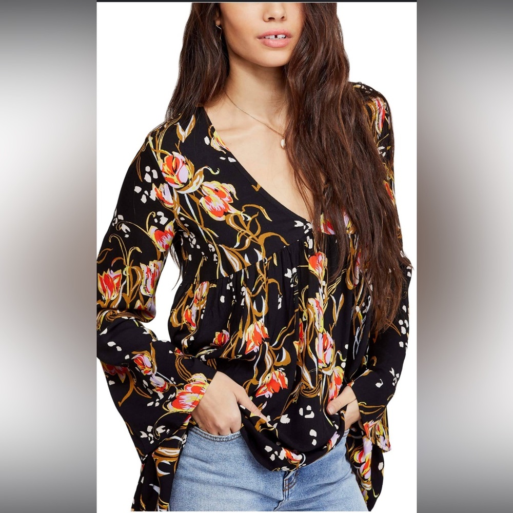 FREE PEOPLE Sz M Bella Peasant Blouse
